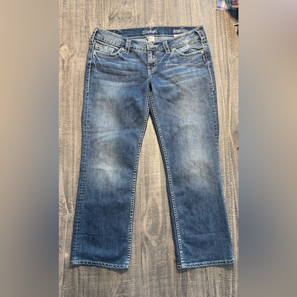 Silver SANTORINI Straight Leg crop jeans